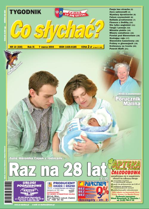 Okładka gazety Co słychać? - nr 10 (335) 2004